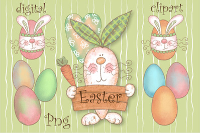 Easter Bunny Png Digital Clipart. Happy Easter Png