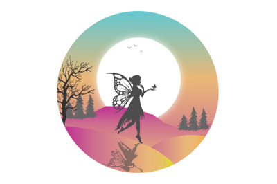 fairy and butterfly silhouette