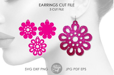 Floral earrings SVG, flower earrings, SVG cut files