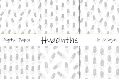 Hyacinths flowers black and white pattern. Hyacinths SVG