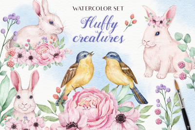 Fluffy Creatures - Watercolor Set