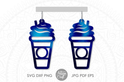 Coffee earring SVG, coffee jewelry, earrings template