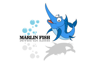 cute marlin fish animal cartoon