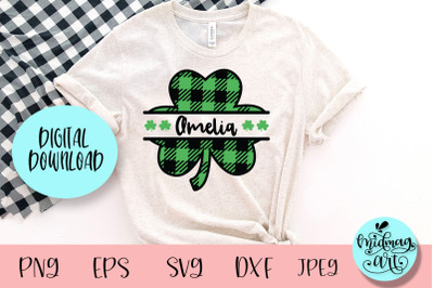 Buffalo plaid clover svg, St. Patrick&#039;s day svg