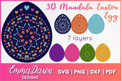 3D Mandala Easter Egg Svg, 3D SVG, 3D Easter Egg Svg