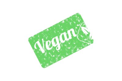 Vegan product stamp. Logo design. Green vegan product stamp for lifest