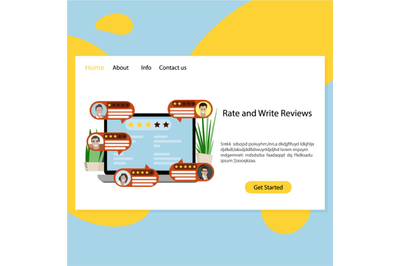 Rate and write review landing page, comment in the internet