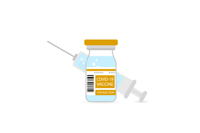 Vaccine covid-19 isolated. Coronavirus vaccination ampoule and syringe