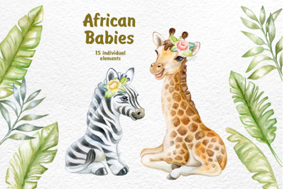 African Babies. Zebra and Giraffe