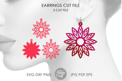 Flower earrings SVG, laser cut jewelry