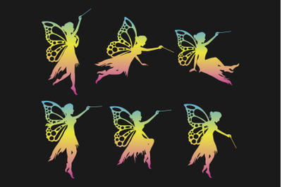 fairy silhouette collection&2C; simple vector illustration