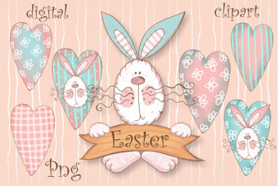 Happy Easter Png. Easter Bunny Png Digital Clipart