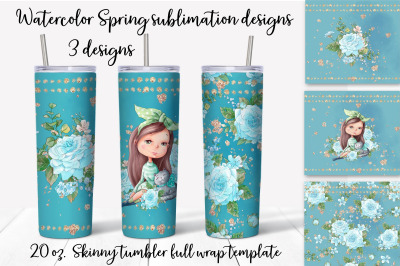 Spring sublimation design. Skinny tumbler wrap design.