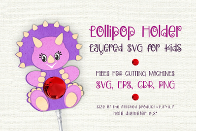 Triceratops -Lollipop Holder SVG for kids