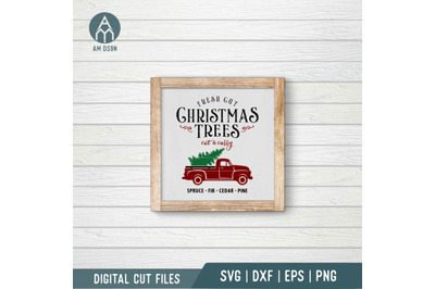 Christmas Trees Vintage Truck svg, Christmas svg cut file