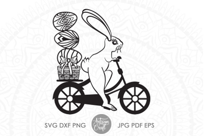 Bunny on bike SVG&2C; Easter bunny SVG&2C; cute bunny clipart