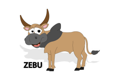 cute zebu animal cartoon