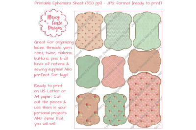 Spool Cards Peach &amp; Green Patterns Shabby Chic