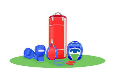 Boxing center flat concept vector illustration