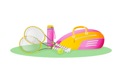 Pink tennis gear flat concept vector illustration