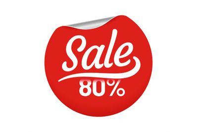 Sale 80 percent for customers circle badge. Retail red round sticker w