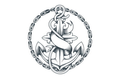 Nautical Tattoo with Anchor and Ribbon