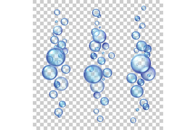 Underwater air bubbles. Fizzing gas flying in water or soda drink. Rea