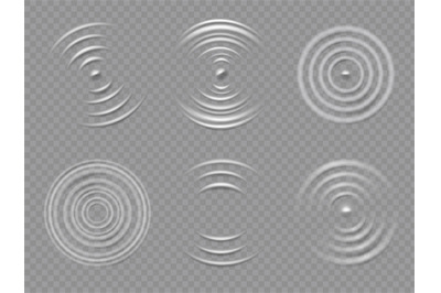 Ripples top view. Realistic water concentric circles and liquid circul