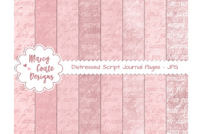 Rose Pink Distressed Script Journal Papers - US Letter size