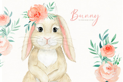 Baby Bunny.  Watercolor Clipart