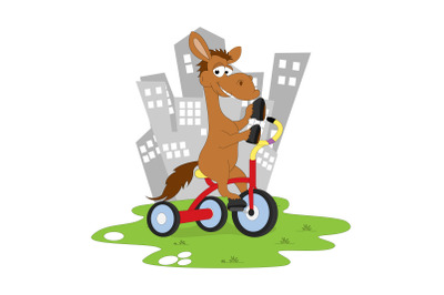 cute horse cartoon ride bicycle