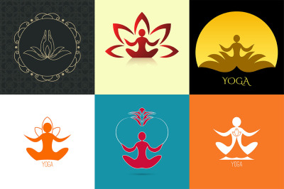 Set of yoga icons