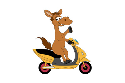 cute horse cartoon ride motorcycle