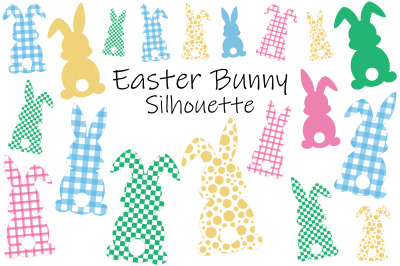 Easter Bunny Silhouettes. Plaid Bunnies. Easter Bunny SVG