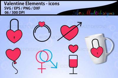 Valentine day icons
