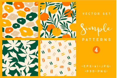 Simple patterns. Vector set of 4 prints