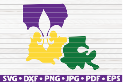 Louisiana state silhouette SVG | Mardi Gras cut file