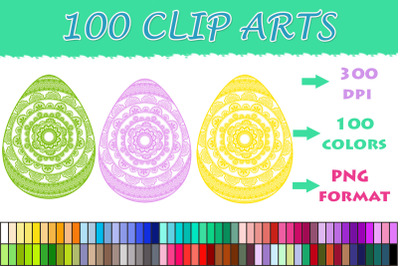 Easter Eggs Mandala clipart , 100 colors clipart