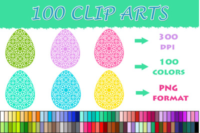 Easter Eggs Mandala clipart , 100 colors clipart