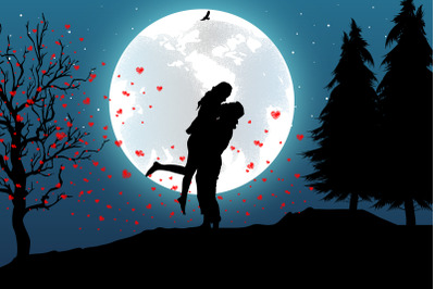 silhouette of couple in love, simple vector illustration