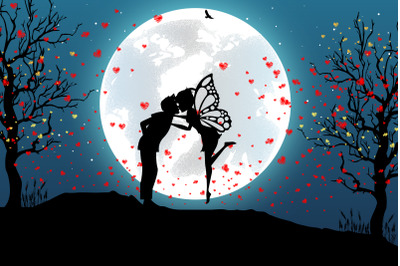 fairy fall in love silhouette