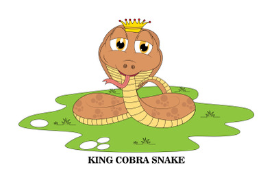 cute king cobra animal cartoon