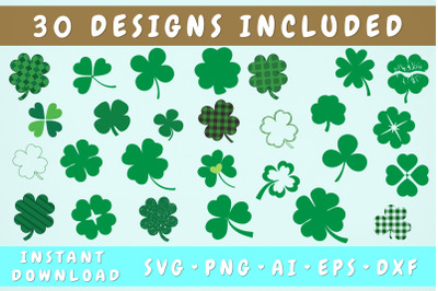 Shamrock SVG, Clover Leaf SVG Bundle - 30 Designs