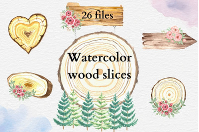 Floral Frame Clipart, Rustic Invitation, Rustic Wood Slice