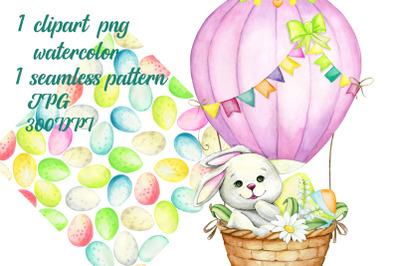 Watercolor Clip Art, Easter Bunny Clipart, Easter digital paper,  bunn
