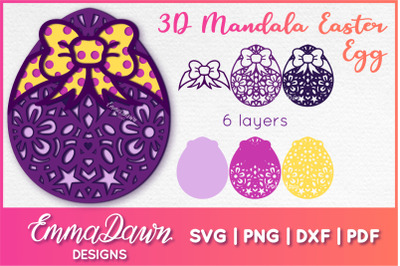 3D Mandala Easter Egg Svg, 3D SVG, 3D Easter Egg Svg