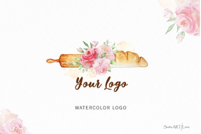Premade Watercolor Baking Logo