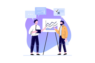 Business meeting presentation charts and diagramm on board