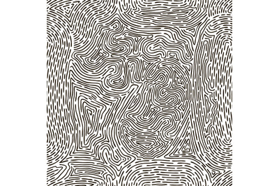 Fingerprint seamless pattern. Human thumb fingerprints lines, abstract