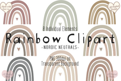 Neutral Rainbows Clipart, Natural/Earth Tones, Baby Nursery